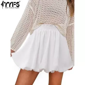 YYFS Женские однотонные повседневные юбки с принтом на лето и весну S белый