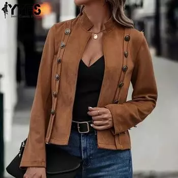 YYFS Женские винтажные модные повседневные однотонные блузки и рубашки с длинным рукавом с принтом на осень-зиму S чёрный