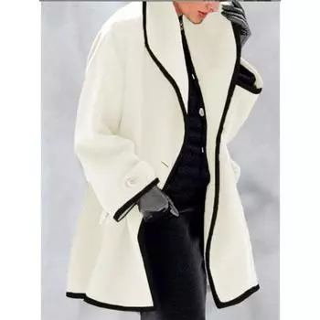 YYFS Женское модное повседневное шерстяное пальто с длинным рукавом и круглым вырезом на осень-зиму XL фиолетовый