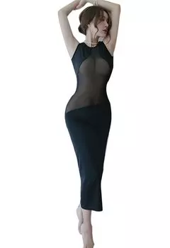 YYYFEI сексуальное облегающее платье для косплея, прозрачное асимметричное сексуальное экстремальное платье для косплея, черное прозрачное