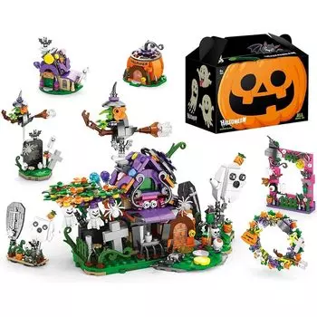 YZYVIOW набор блоков для сборки на Хэллоуин тыква призрак ведьма Полностью совместим с основными брендами блоки подарки на Хэллоуин девочка мальчик для детей игрушки