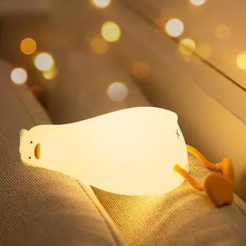 YzzYzz Night для дома, прикроватная лампа для кормления, силиконовая, милая, утка, светодиодная, прикроватная, непрямая, ночная, 30 минут, USB, 3-уровневый переключатель, теплая энергия для дома, подарок в форме животного
