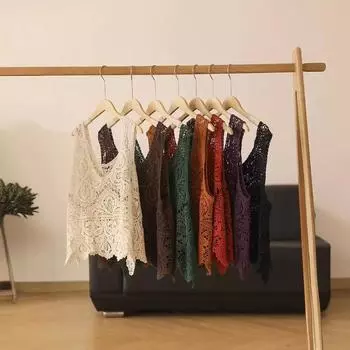 Z2005 Весенняя и осенняя серия Темпераментная кружевная вышивка, жилет в иностранном стиле, свободный и тонкий жилет из хлопчатобумажной нити One size