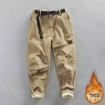 Z381 Мужские флисовые повседневные рабочие брюки M хаки