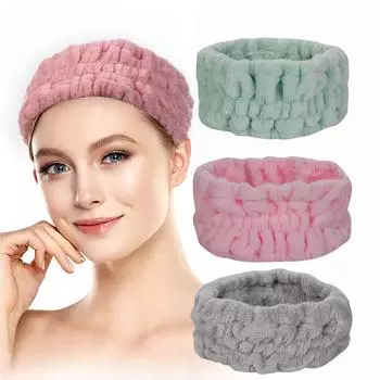 Z cross-border новая широкая повязка на голову из кораллового флиса, повязка на голову, простая плюшевая повязка на голову, однотонная широкая повязка на голову для мытья лица и аксессуары для волос. One size белый