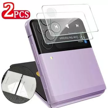 Z Flip 3/4 стеклянная пленка для объектива + защитное стекло из закаленного стекла для заднего экрана для Samsung Galaxy Z Flip3 Flip4 Z Fold 3 4 Защитное стекло для камеры Samsung Z Flip4 чистый
