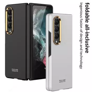 Z Fold 4 Cover Модный золотой защитный чехол для Samsung Galaxy Z Flip 4 Fold 4 Fold4 Zfold4 Роскошный антидетонационный чехол Funda Shell