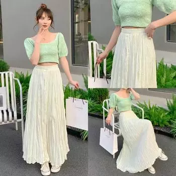 Z легкая роскошная плиссированная юбка-стример женская весна и осень новая европейская станция большой маятник тонкая плиссированная юбка А-образной формы 0323 One size