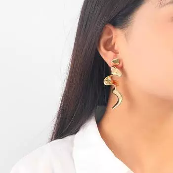 Z Новые европейские и американские длинные серьги в форме змеи - мода INS Style, любимые блоггерами-знаменитостями в Интернете, серьги нестандартного дизайна серебряный