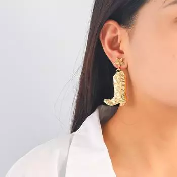 Z Новые ретро-сапоги для верховой езды в стиле вестерн и высококачественные текстурированные серьги для женщин серебряный