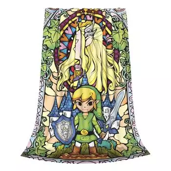 Z-Zeldas Cartoon Blanket Coral Fleece Plush Summer Air Conditioning Game Soft Throw Blankets for Bedding Travel Plush Thin Quilt 40x50in