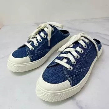 ZA Half Tug Canvas Shoes Весна/Лето Новые синие джинсовые ленивые туфли Наденьте спортивную обувь и носите повседневные тапочки на плоской подошве на улице 40