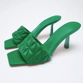 Za Летние модные женские фетиш-тапочки на высоком каблуке 7,5 см, зеленые офисные шлепанцы, туфли-лодочки для выпускного вечера, вечерние туфли на шпильке, роскошная брендовая дизайнерская обувь 35 красный
