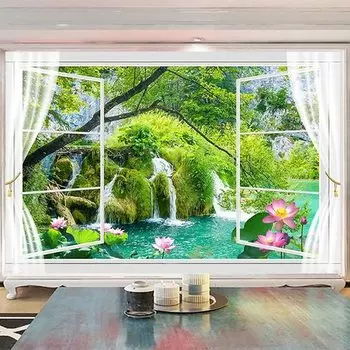 За окном Пейзаж Плакат Декор Фреска Художественная Настенная Роспись для Гостиной Кабинет Спальня Фоновое Украшение Настенная Роспись Фреска Домашний Декор 200 cm(W) x 140 cm(H)