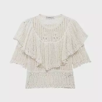 ZA Женские многослойные трикотажные топы в европейском и американском стиле - Модный простой дизайн Medium грязно-белый