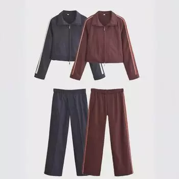 ZA Женский комплект из полосатой куртки и прямых брюк S