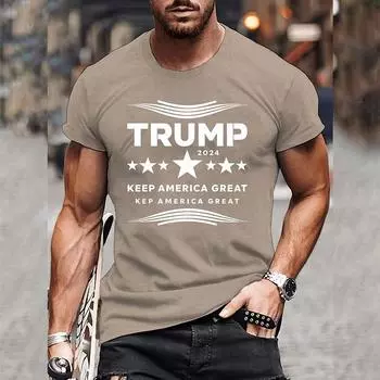 Забавная 3D футболка с надписью «Поддержка Трампа», мужские топы, футболки, летние футболки S темно-серого
