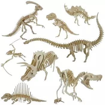 Забавная 3D-моделация скелета динозавра-головоломки DIY деревянная развивающая игрушка для детей