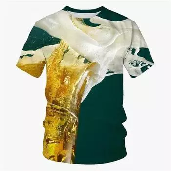 Забавная 3D-печать пива на футболке, мужская персональная футболка с принтом пивного фестиваля, повседневные летние футболки с короткими рукавами, топы S