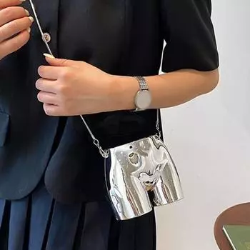 Забавная акриловая сумка на плечо с селедкой и цепочкой на ремне, женская сумка через плечо в форме приклада, подарок на день рождения золотистый