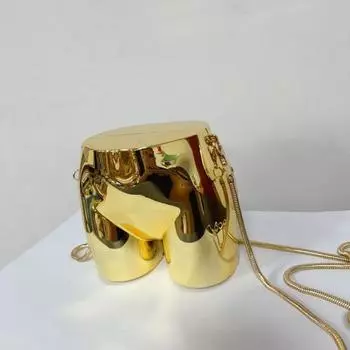 Забавная акриловая сумка на плечо с селедкой и цепочкой на ремне, женская сумка через плечо в форме приклада, подарок на день рождения золотистый