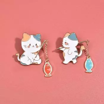 Забавная эмалированная брошь с котом, милый значок с мультяшным животным, булавка, шикарный подарок, сумка «сделай сам», тканевый декор, аксессуары style 2