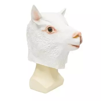 Забавная белая латексная маска из альпаки, головной убор с животными для вечеринок чистый