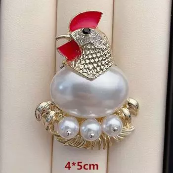 Забавная брошь в виде петуха с жемчугом, модная индивидуальная милая брошь-булавка в виде петуха, аксессуары