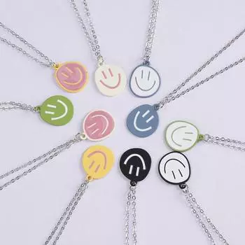 Забавная цепочка с улыбкой на лице, ожерелье, серебряный цвет, сплав, очаровательные вечерние ювелирные аксессуары, специальный подарок для друзей