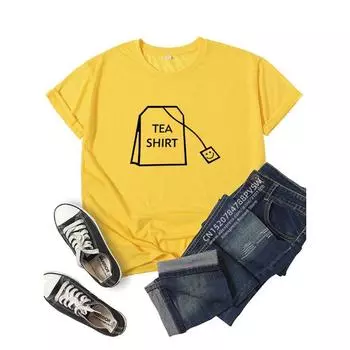 Забавная чайная рубашка, футболки, женская летняя одежда, футболка Harajuku, футболка с рисунком Swag, повседневные топы с короткими рукавами в стиле хип-хоп для девочек S