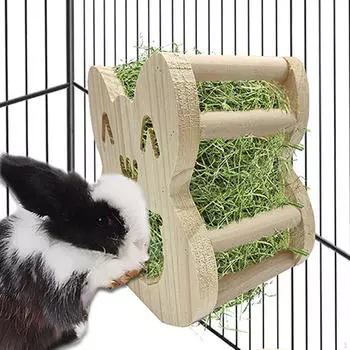 Забавная деревянная кормушка для кролика, стойка для кролика, удобный аксессуар для кормления, диспенсер для еды