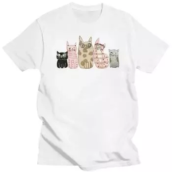 Забавная детская рубашка, модная детская футболка с котами, милая футболка с короткими рукавами и животными, футболка из 100% хлопка с принтом для мальчиков и девочек 90cm
