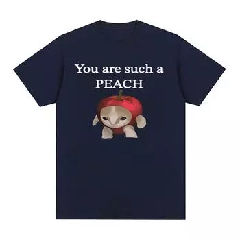 Забавная футболка Apple Cat Meme You Are such персикового принта, мужские и женские повседневные футболки большого размера из 100% хлопка, топы, уличная одежда S чёрный