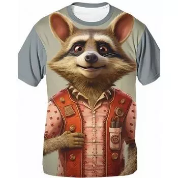 Забавная футболка для мужчин с 3d принтом енота, футболки с животным узором, топ с короткими рукавами, летняя уличная одежда, модная брендовая мужская одежда большого размера 4XL