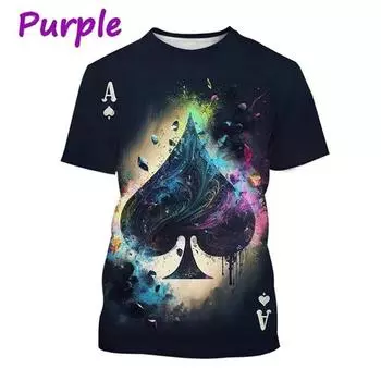 Забавная футболка с 3D принтом Ace Of Spades, шахматы и покер, мужская мода, повседневные топы с круглым вырезом и короткими рукавами, футболки XS