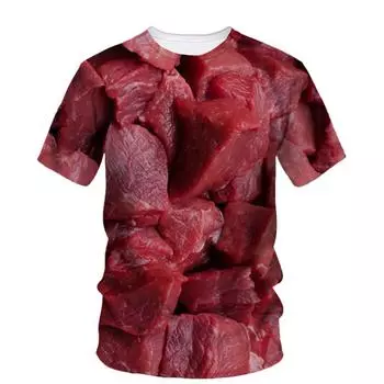Забавная футболка с 3d принтом мяса и свинины, мужская модная летняя футболка большого размера, уличные повседневные мешковатые топы, футболки, одежда S