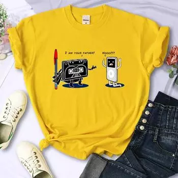 Забавная футболка с дизайном музыкального плеера, женская удобная креативная футболка, модные уличные топы, летние футболки с индивидуальным дизайном S