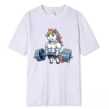 Забавная футболка с круглым вырезом для тренажерного зала и единорога для фитнеса, бодибилдинга, мужские повседневные футболки с короткими рукавами, дропшиппинг S