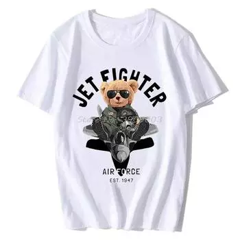 Забавная футболка с плюшевым мишкой Harajuku, топы с рисунком медведя из мультфильма, женская модная хлопковая футболка унисекс, уличная футболка