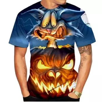 Забавная футболка с принтом тыквы и лампы для мужчин, Хэллоуин, карнавал, ночь, модное платье ужасов, одежда, большие топы с короткими рукавами 4XL