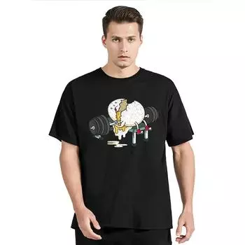 Забавная футболка с принтом «Яйцо в фитнес-зале, поднимающее вес», летние повседневные топы, хлопковая футболка, мужская одежда, футболка оверсайз S