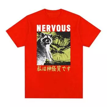 Забавная футболка с японским рисунком енота, мужские модные футболки высокого качества в стиле ретро, футболка большого размера из 100% хлопка, уличная одежда S чёрный