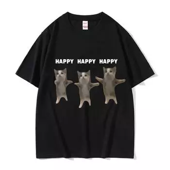 Забавная футболка с рисунком милого кота и мема «Dance Happy Cat Tosp», модная футболка унисекс, летние пары, повседневные футболки большого размера из 100% хлопка XS красный