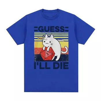 Забавная футболка с рисунком «Угадай, я умру, кот мем», мужские и женские повседневные модные футболки с короткими рукавами, топы, футболка большого размера из 100% хлопка S чёрный