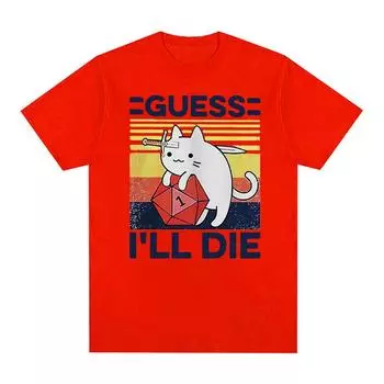Забавная футболка с рисунком «Угадай, я умру, кот мем», мужские и женские повседневные модные футболки с короткими рукавами, топы, футболка большого размера из 100% хлопка S чёрный