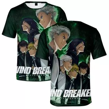 Забавная футболка с рисунком WIND BREAKER, крутая мужская футболка с круглым вырезом, повседневная унисекс, уличная одежда, аниме, модная футболка, Camisetas Ropa Hombre XS