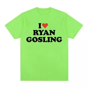 Забавная футболка с рисунком «Я люблю Райана Гослинга», мужская и женская модная одежда с круглым вырезом, футболки, летняя повседневная футболка большого размера из 100% хлопка S чёрный