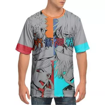 Забавная футболка в стиле аниме «Jujutsu Kaisen», крутая мужская футболка с круглым вырезом, повседневная унисекс, уличная модная футболка, Camisetas Ropa Hombre XS
