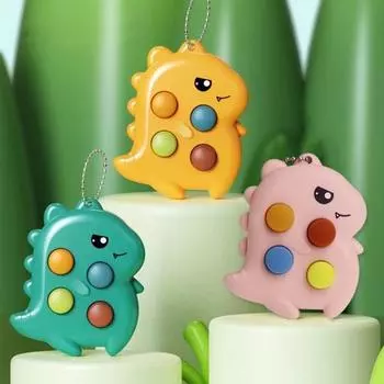 Забавная игрушка-динозавр с цепочкой из пузырей и бусинами, мультяшная снятие стресса, быстрый толчок, динозавр, сенсорная декомпрессия, непоседа жёлтый