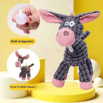 Забавная игрушка для домашних животных в форме осла, вельветовая жевательная игрушка для собак, пищалка для щенков, скрипучая плюшевая кость, молярная игрушка для собак, дрессировка домашних животных, аксессуары для собак